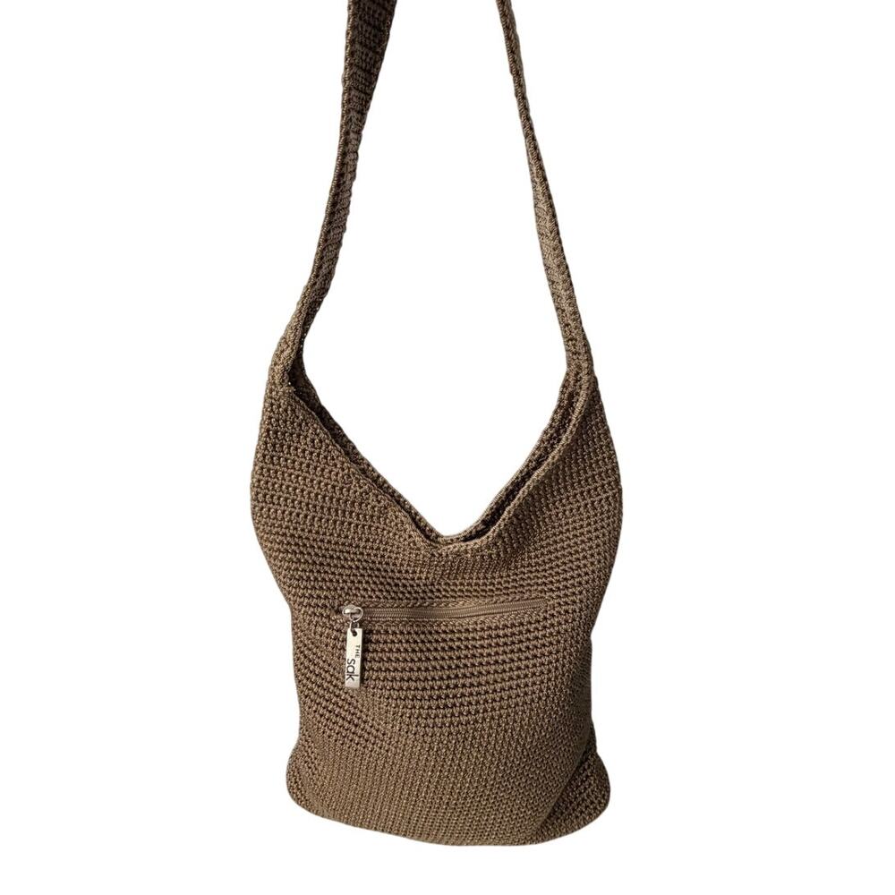 The Sak Crochet Hobo Bag Tan Boho Knit Shoulder Purse - Picture 2 of 9